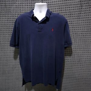 POLO RL Short Sleeve Shirt Mens XL Y2K 90s 80s Collared Navy Blue Preppy Work